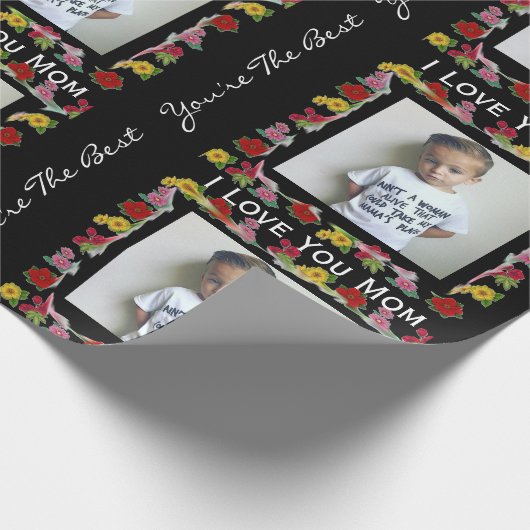 Aangepaste tekst en foto-Moederdag Cadeaupapier (Hoek)