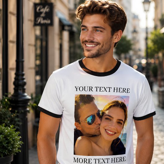 Aangepaste tekst en foto t-shirt