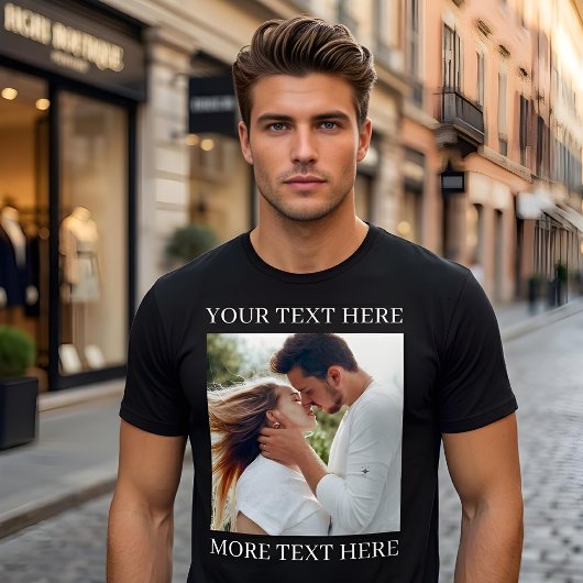 Aangepaste tekst en foto t-shirt