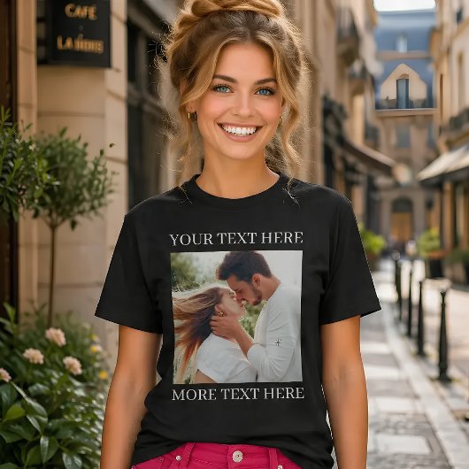 Aangepaste tekst en foto t-shirt