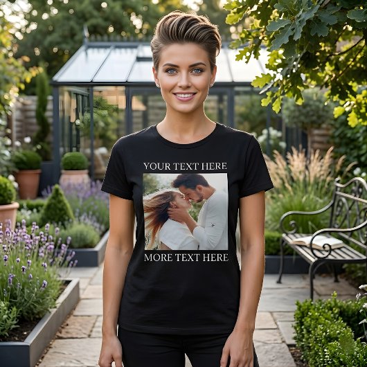 Aangepaste tekst en foto t-shirt
