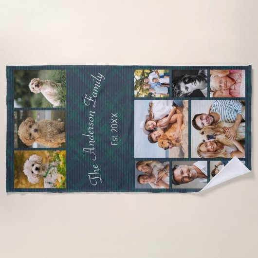 Aangepaste tekst- en fotocollage strandlaken (Voorkant)