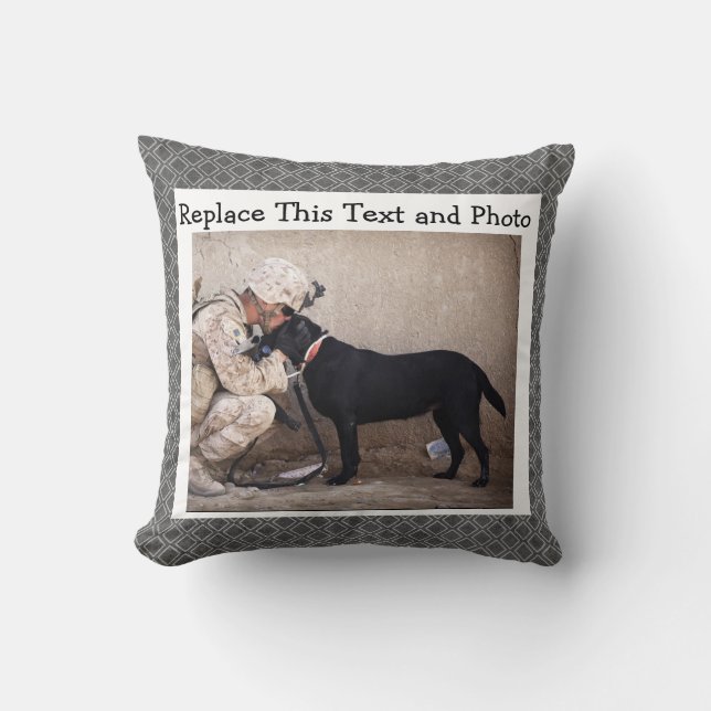 Aangepaste tekst en foto's/Abstract grijs diamantn Kussen (Voorkant)