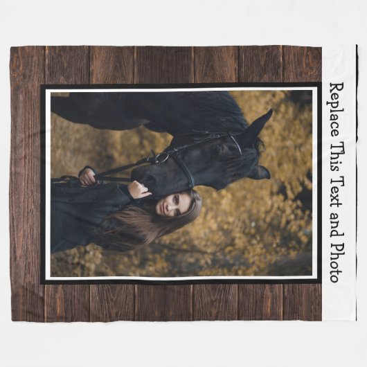 Aangepaste tekst en foto's / Houdbaar hout in rijk Fleece Deken (Voorkant (Horizontaal))