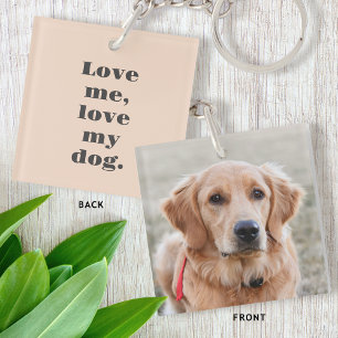 Aangepaste tekst en foto's Pet Dog Love Blush Pink Sleutelhanger