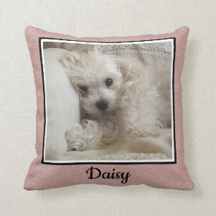 Aangepaste tekst en foto's / Roos Gold Blush Pink Kussen