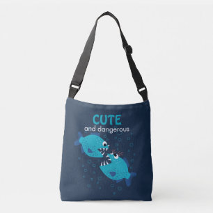 Aangepaste tekst en gevaarlijke piranha vis crossbody tas