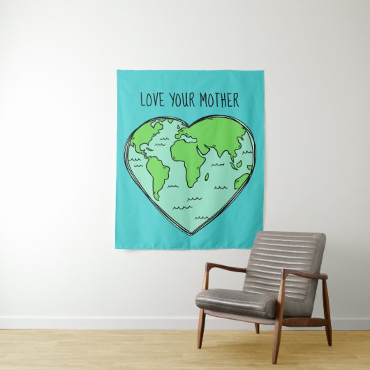Aangepaste tekst en kleur Aarde-liefdestapijt Wandkleed (In situ)