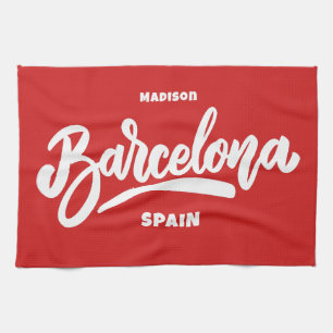 Aangepaste tekst en kleur Barcelona Theedoek