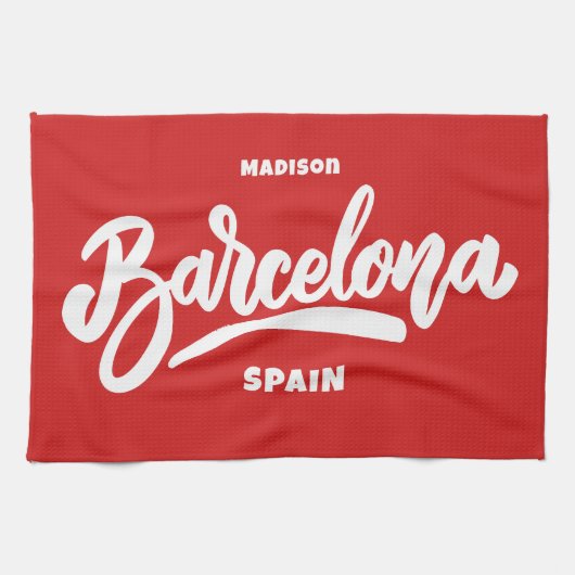 Aangepaste tekst en kleur Barcelona Theedoek (Horizontaal)