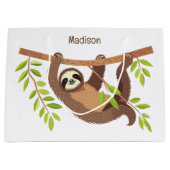 Aangepaste tekst en kleur Cute Sloth Groot Cadeauzakje (Voorkant)