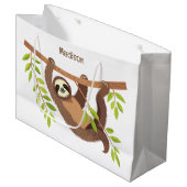 Aangepaste tekst en kleur Cute Sloth Groot Cadeauzakje (Voorkant Gekanteld)