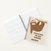 Aangepaste tekst en kleur Cute Sloth Notitieboek (Binnen)