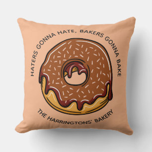 Aangepaste tekst en kleur Donut werpen kussen