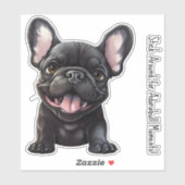 Aangepaste tekst en kleur, 🐶Frenchie puppy Sticker (Vel)