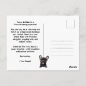 Aangepaste tekst en kleur, 🐶Frenchie puppy Verjaa Briefkaart (Achterkant)