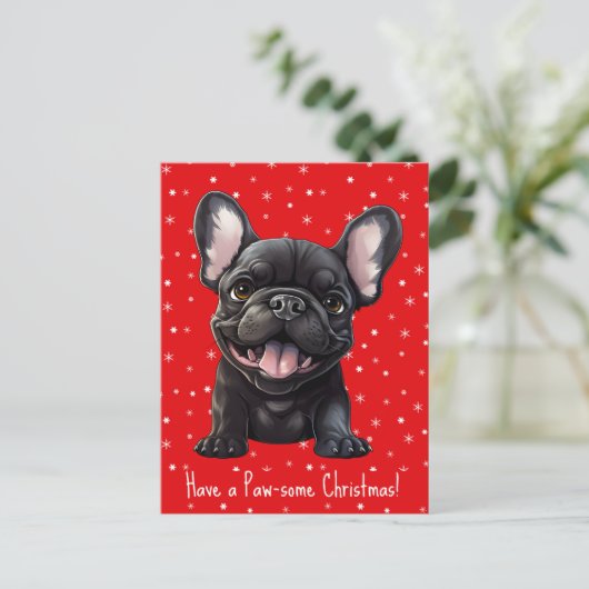 Aangepaste tekst en kleur, 🐶Frenchie puppy Verjaa Briefkaart (Staand voorkant)