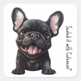 Aangepaste tekst en kleur, 🐶Frenchie puppy Vierkante Sticker
