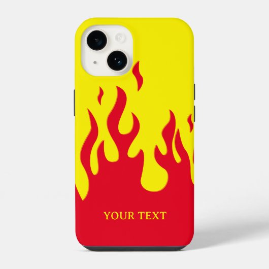 [Aangepaste tekst en kleur] gestileerde vlammen iPhone Hoesje (Achterkant)