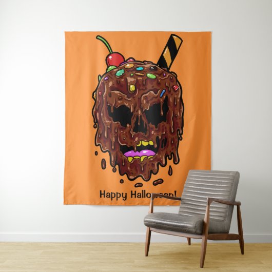 Aangepaste tekst en kleur Ijs Skull wandkleed (In situ)