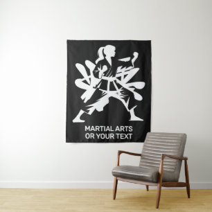 Aangepaste tekst en kleur martial arts wandkleed