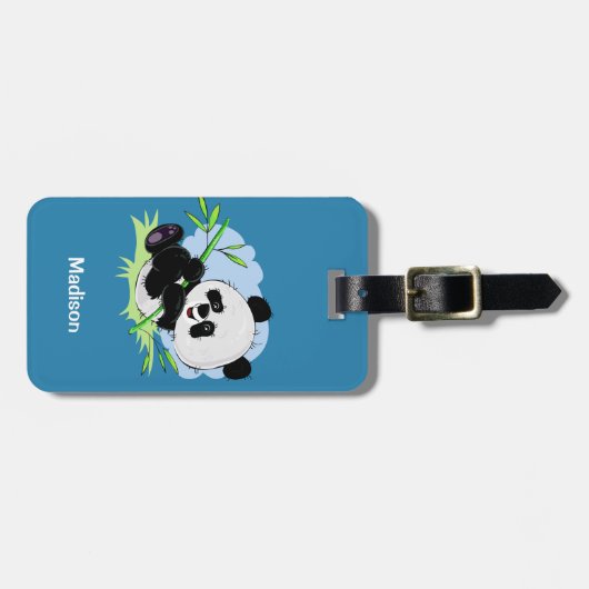 Aangepaste tekst en kleur Panda bagagelabel 2/4 (Voorkant horizontaal)