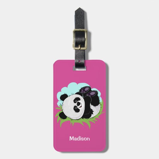 Aangepaste tekst en kleur Panda bagagelabel 3/4 (Voorkant verticaal)