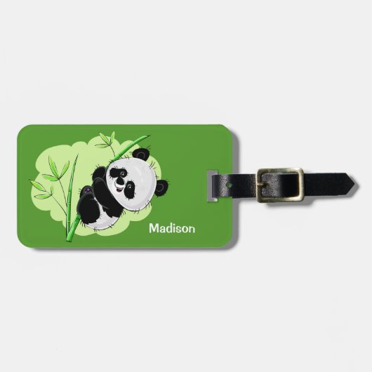 Aangepaste tekst en kleur Panda bagagelabel 4/4 (Voorkant horizontaal)