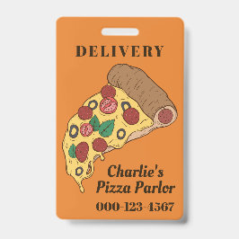 Aangepaste tekst en kleur Pizza Slice badges