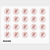 Aangepaste tekst en kleur rode/roze papaver bruin ronde sticker (Vel)