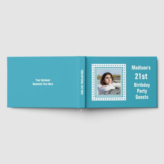 Aangepaste tekst en kleur verjaardag gastenboek (Volledig)