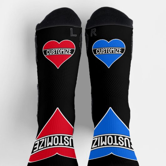 Aangepaste tekst en kleuren gepersonaliseerd hart sokken (Top)