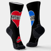 Aangepaste tekst en kleuren gepersonaliseerd hart sokken (Gebogen)