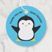 Aangepaste tekst en kleuren schattige pinguïn guns bedankjes labels (Voorkant)