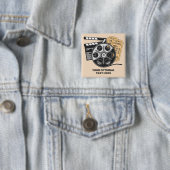 Aangepaste tekst en kleurenfilm vierkante button 5,1 cm (In situ)