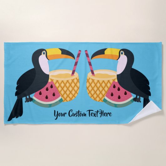 Aangepaste tekst en kleurenillustratie strandlaken (Voorkant)