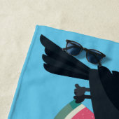 Aangepaste tekst en kleurenillustratie strandlaken (In situ)