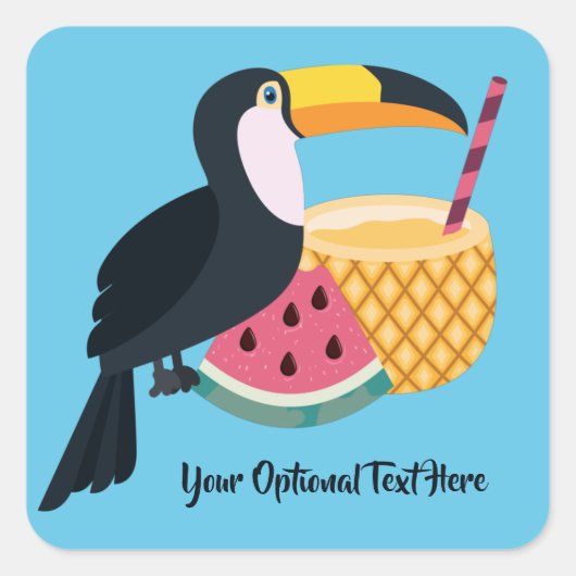 Aangepaste tekst en kleurenillustratie vierkante sticker (Voorkant)