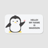 Aangepaste tekst en kleurrijke pinguïn naamplaatje (Voorkant)