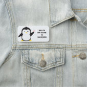 Aangepaste tekst en kleurrijke pinguïn naamplaatje (In situ)