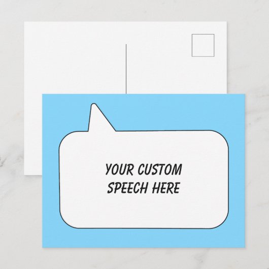 Aangepaste tekst- en kleurspraakbel briefkaart (Voorkant / Achterkant)