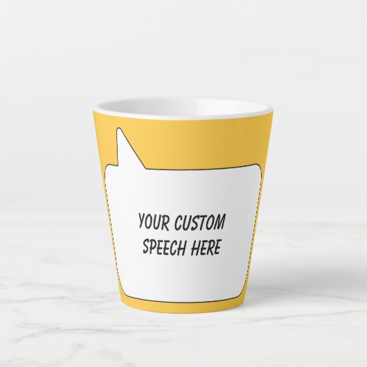 Aangepaste tekst- en kleurspraakbel latte mok (Voorkant)
