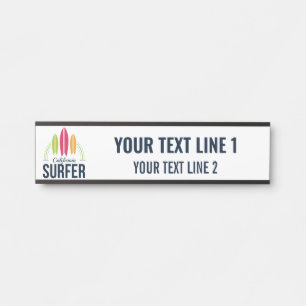 Aangepaste tekst en locatie surfer deurbordje