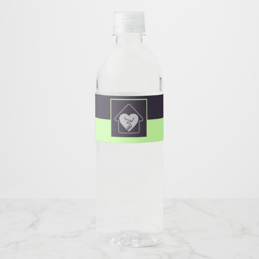 Aangepaste tekst en Logo voor oude thuiszorg Waterfles Etiket (Voorkant)