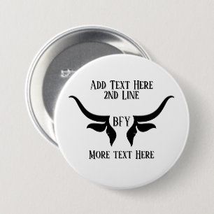 Aangepaste tekst en Monogram Bulls Horn Button
