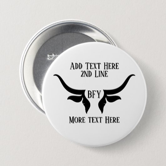 Aangepaste tekst en Monogram Bulls Horn Button (Voorkant /achterkant)