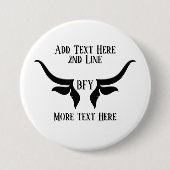 Aangepaste tekst en Monogram Bulls Horn Button (Voorkant)