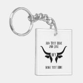 Aangepaste tekst en Monogram Bulls Horn Sleutelhanger (Voorkant Links)