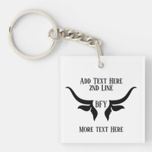 Aangepaste tekst en Monogram Bulls Horn Sleutelhanger