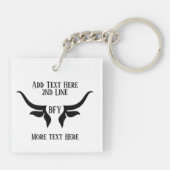 Aangepaste tekst en Monogram Bulls Horn Sleutelhanger (Achterkant)